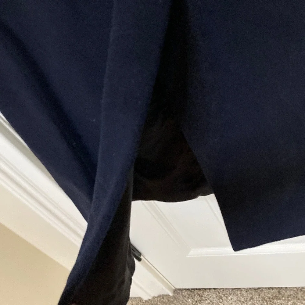 H&M Men's Wool Cashmere Classic Navy‎ Long Overcoat Size 46R Fully Lined